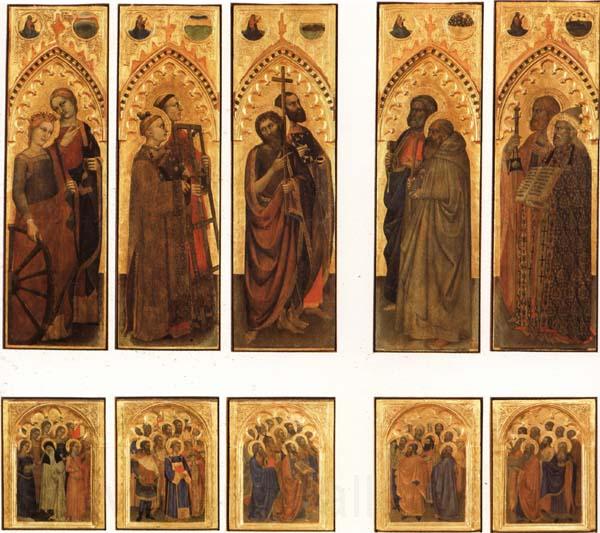 GIOVANNI DA MILANO The Ognissanti Polyptych:SS.Catherine and Lucy,Stephen and Laurence,john the Baptist and Luke,Peter and Benedict,james the Greater and Gregory Germany oil painting art